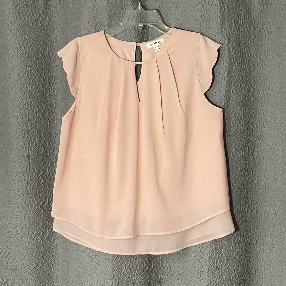 Monteau Dusty Rose Sheer 2 Layer Blouse